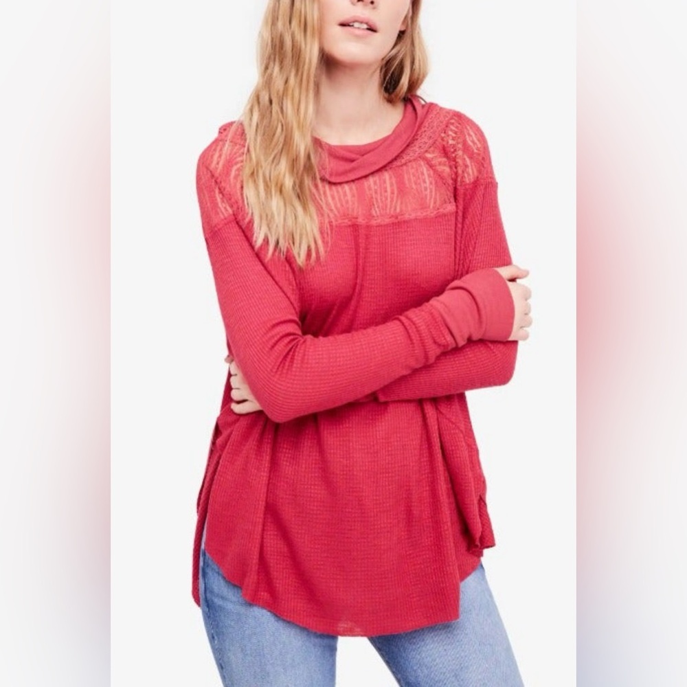 Free People Spring Valley lace trim top size small‎